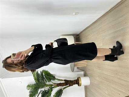 Maria Siyah Jean Kuşaklı Elbise