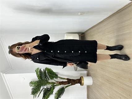Maria Siyah Jean Kuşaklı Elbise