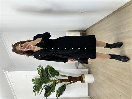 Maria Siyah Jean Kuşaklı Elbise