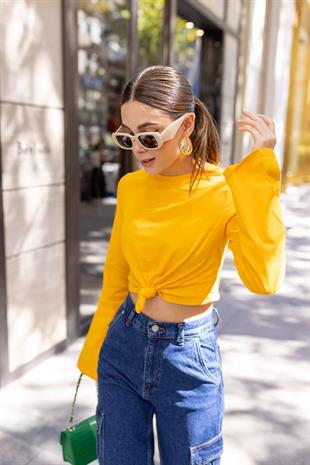 Marka Sarı Uzun Kol Crop