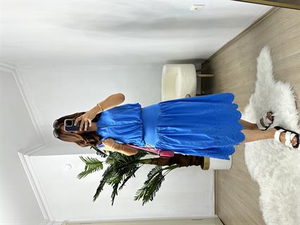 Mavi Fisto Etekli Yelekli Poplin Takım