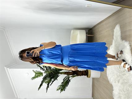 Mavi Fisto Etekli Yelekli Poplin Takım