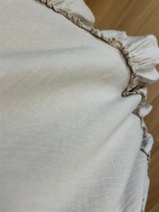 Mayla Taş Pamuk Keten Fırfır Detaylı Elbise