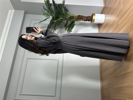 Milena Antrasit Tensel Kemerli A Kesim Elbise