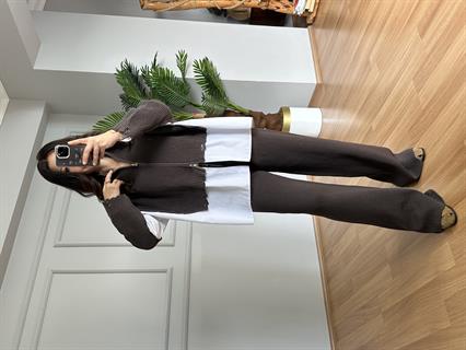 Minel Kahve Premium Kalite Tasarım Triko Takım 