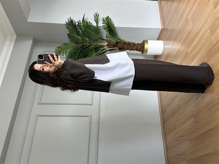 Minel Kahve Premium Kalite Tasarım Triko Takım 