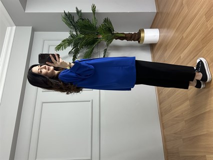 Monica Mavi İthal Krep Kumaş Broşlu Ceket