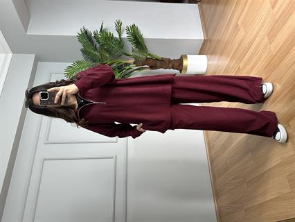 Nare Bordo Fitilli Kadife Takım