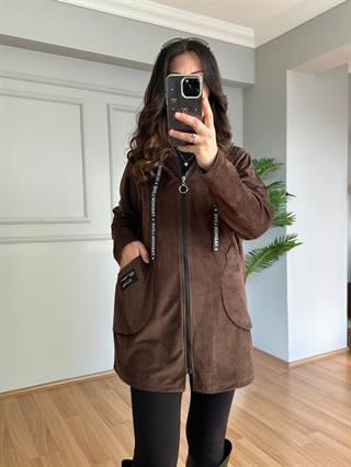 Nira Acı Kahve İthal Fitilli Kadife Ceket