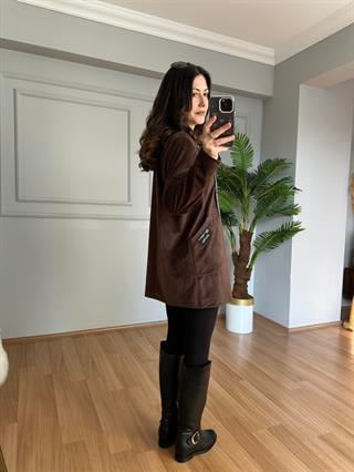 Nira Acı Kahve İthal Fitilli Kadife Ceket