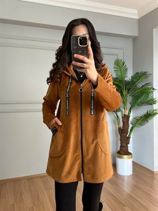 Nira Camel İthal Fitilli Kadife Ceket