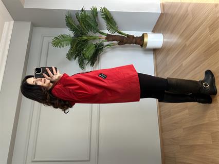 Nira Kırmızı İthal Fitilli Kadife Ceket