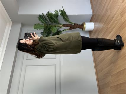 Noyen Haki Kapüşonlu Polar Ceket