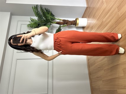 Olivia Kiremit Müslin Kumaş Pantolon 