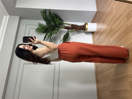 Olivia Kiremit Müslin Kumaş Pantolon 