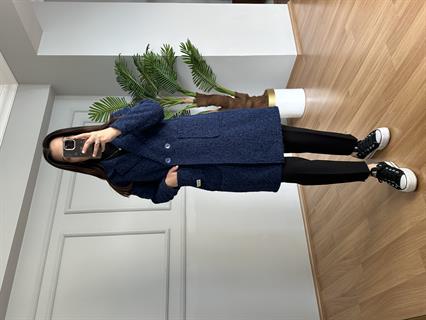 Orita Lacivert ZR Model Çift Düğmeli Kırçıllı Ceket