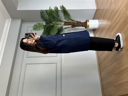 Orita Lacivert ZR Model Çift Düğmeli Kırçıllı Ceket