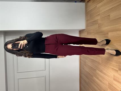 Oxi Bordo İthal Dokuma Kumaş Pensli Pantolon