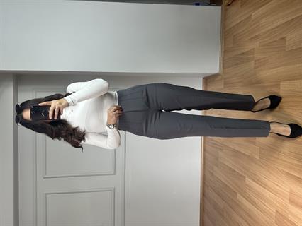 Oxi Gri İthal Dokuma Kumaş Pensli Pantolon