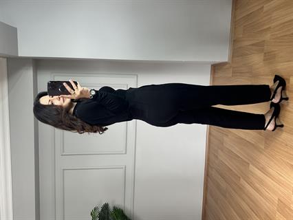 Oxi Siyah İthal Dokuma Kumaş Pensli Pantolon