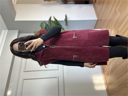 Penha Bordo Angora Fermuarlı Yelek