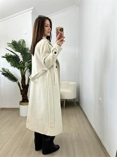 Roli Krem Premium Kalite Manşetli Kaban