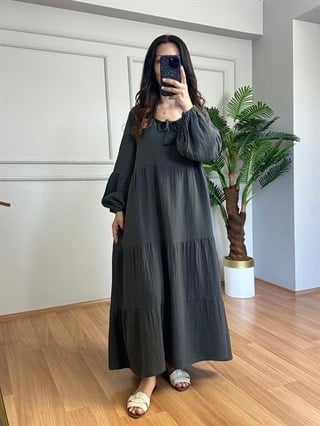 Selora Füme Müslin Kumaş Elbise