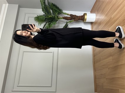 Sera Siyah Likralı V Yaka Basic Bluz