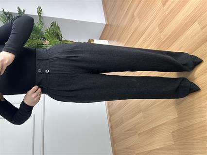 Sidya Antrasit Beli Lastikli Pamuk Keten Palazzo Pantolon