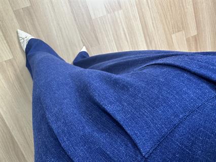 Sidya Lacivert Beli Lastikli Pamuk Keten Palazzo Pantolon