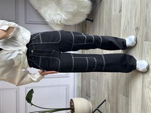 Siyah Dikiş Detaylı Kargo Kot