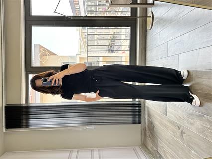 Siyah Lastikli Bol Pantolon