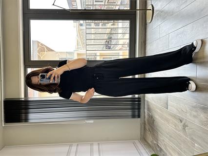 Siyah Lastikli Bol Pantolon