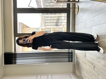 Siyah Lastikli Bol Pantolon