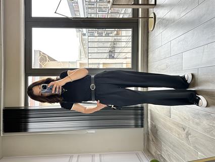 Siyah Lastikli Bol Pantolon