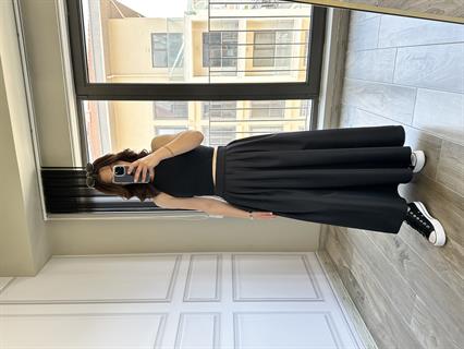 Siyah Maxi Boy Paraşüt Etek