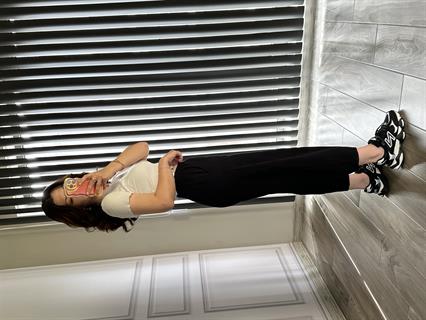 Siyah Pamuk Keten Şalvar Pantolon