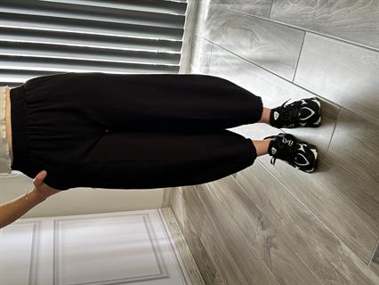 Siyah Pamuk Keten Şalvar Pantolon