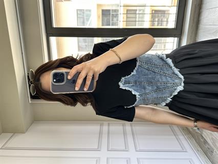 Siyah Vatkalı Denim Tasarım Tshirt