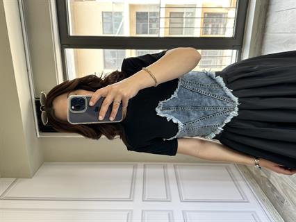 Siyah Vatkalı Denim Tasarım Tshirt