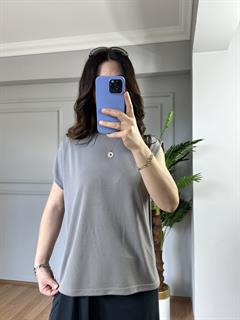 Sofya Gri Orj Marka Kolları Pilise Detaylı Tshirt 