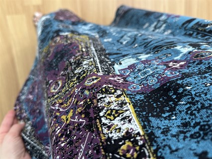 Stella Mavi Desenli V Yaka Viskon Elbise