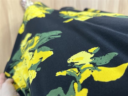 Stella Sarı Çiçek Desenli V Yaka Viskon Elbise