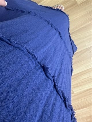 Şule Lacivert Müslin Kumaş Kolsuz Elbise