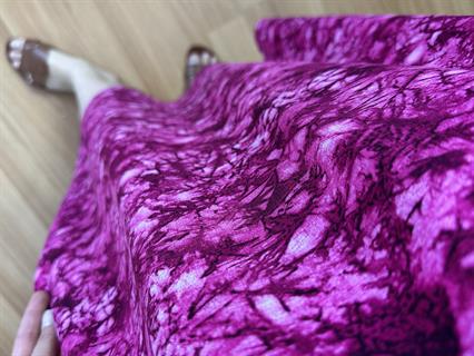 Sümbül Pembe Dik Yaka Pamuk Viskon Elbise