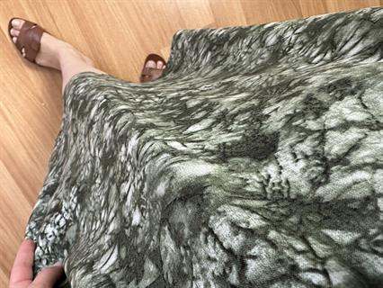 Sümbül Yeşil Dik Yaka Pamuk Viskon Elbise