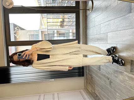 Taş Gofre Kimono Şalvar Takım