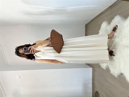 Taş Polo Yaka Pamuk Saten Cepli Elbise