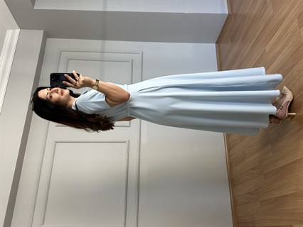 Valeria Mavi Premium Kalite Kemerli Elbise 