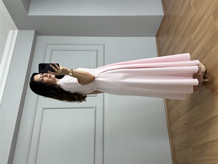 Valeria Pembe Premium Kalite Kemerli Elbise 